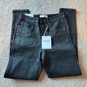 Vervet Black Coated Jeans with Stud Accents